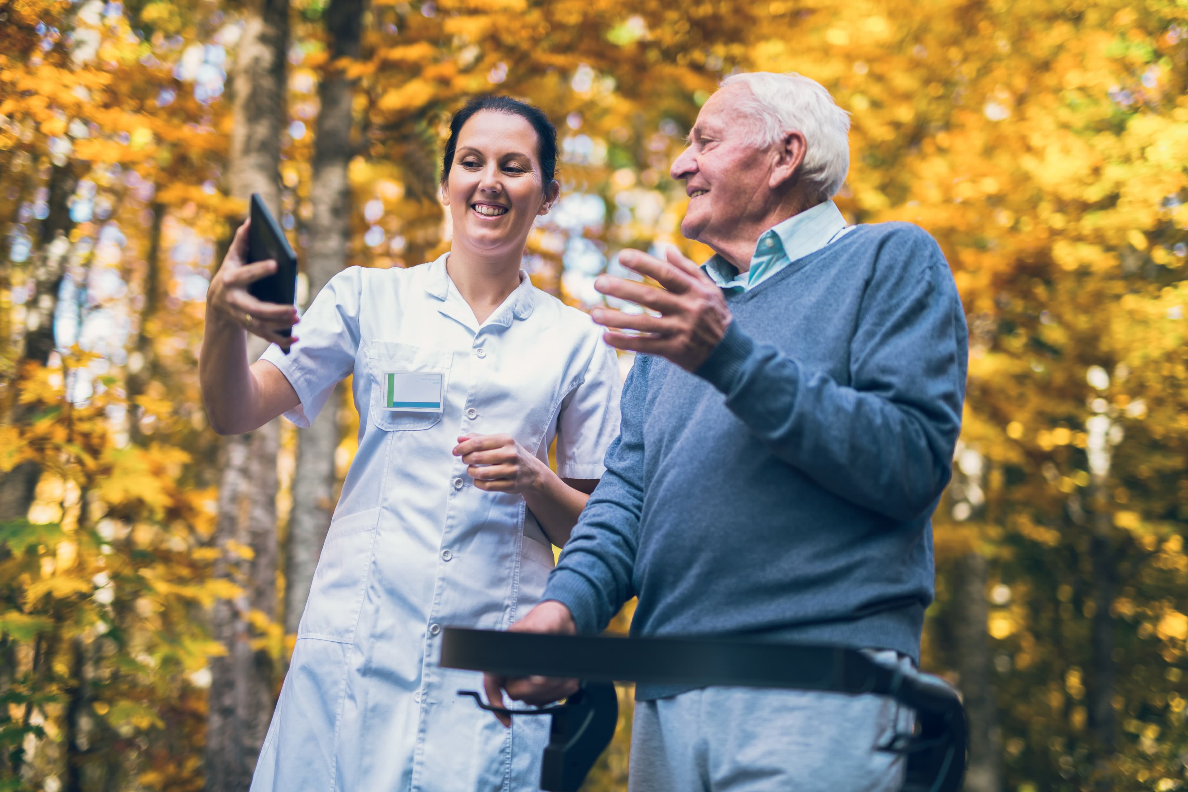 Advocate helping a senior review their care